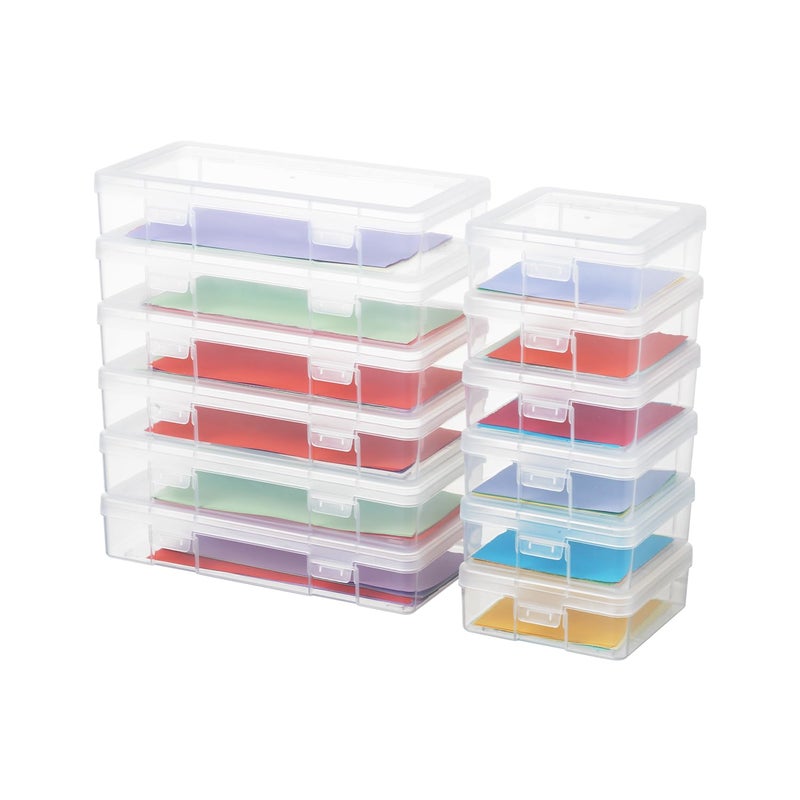 novelinks Plastic Clear Storage Containers for Organizing, Craft Storage Organizers and Stackable Storage Bins with Lids for Pencil Box, Bead, Cookie Cutter, Board Game (6 Pack Small + 6 Pack Medium) - Image 1