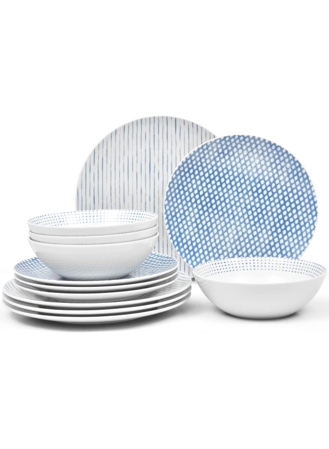 Noritake Blue Hammock 12Piece Coupe Dinnerware Set Service for 4 - Image 1