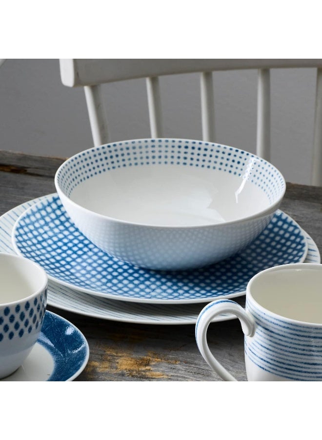 Noritake Blue Hammock 12Piece Coupe Dinnerware Set Service for 4 - Image 3