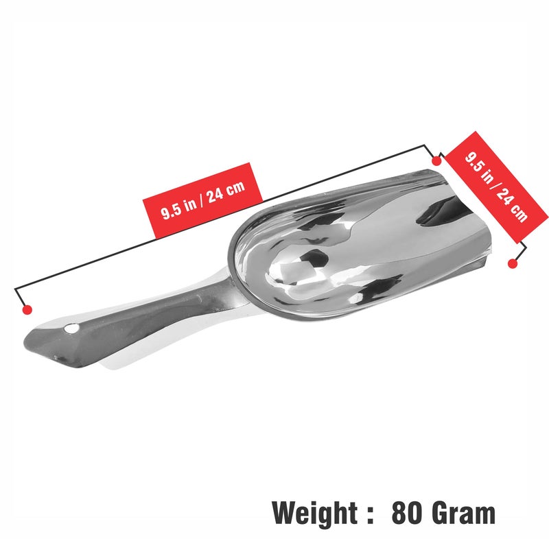 Pure Source India Stainlees Steel Scoop/Ice Scoop/Atta Scoop/for Home Kitchen/Restaurants/Bar Accessories, Mini Bar (24 CM Silver) - Image 5