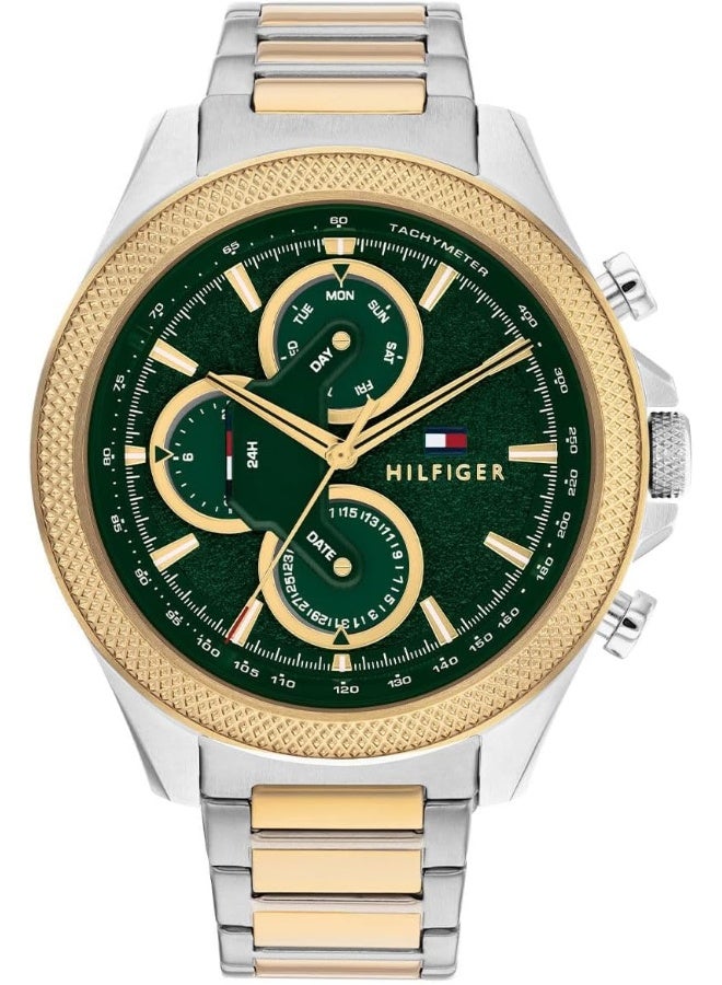 TOMMY HILFIGER Clark Mens Green Dial Two Tone Stainless Steel Watch 1792079 - Image 1