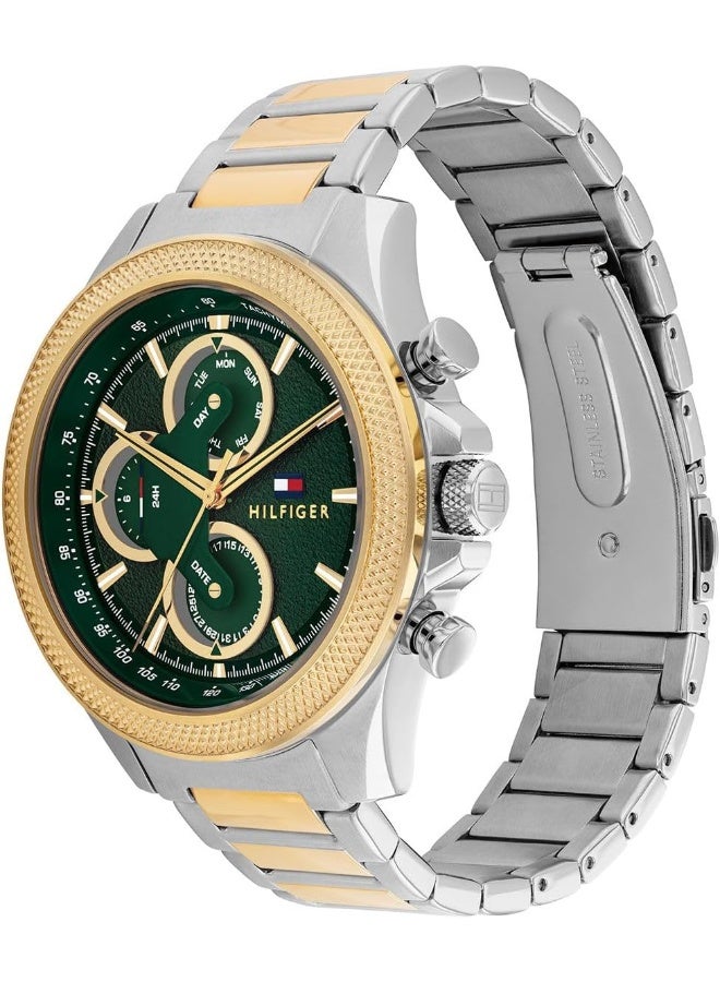 TOMMY HILFIGER Clark Mens Green Dial Two Tone Stainless Steel Watch 1792079 - Image 2