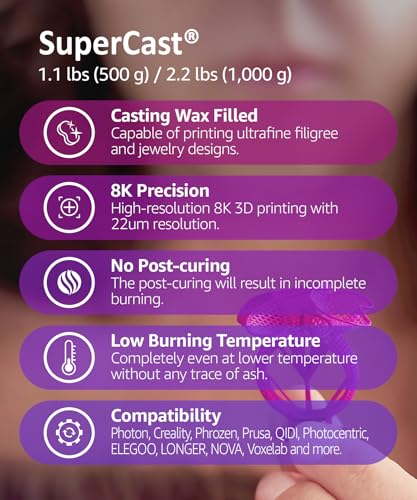 3DMaterials SuperCast 8K 3D Printer Resin Wax Filled for Ultrafine Filigree, Jewelry, and Metal Casting, Made in Korea by 3DMaterials (1000g) - Image 2