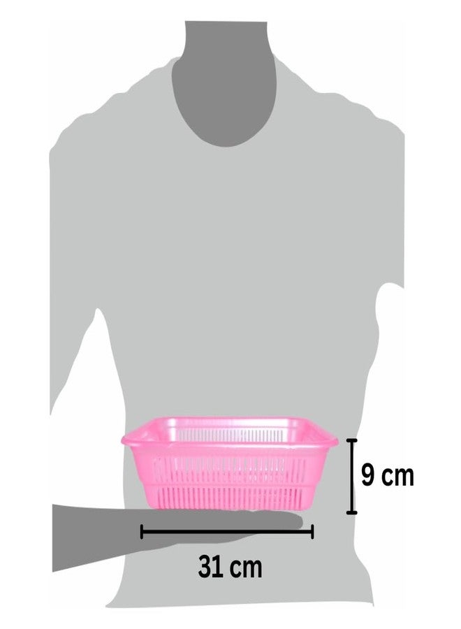 MORVI Simplex-2 Multi-Purpose Plastic Storage Basket|Durable Stackable Organizer Tokri For Home,Kitchen,Bathroom & Office|Ideal For Toys,Clothes,Cosmetics,Stationery|Set Of 2|Pink - Image 3