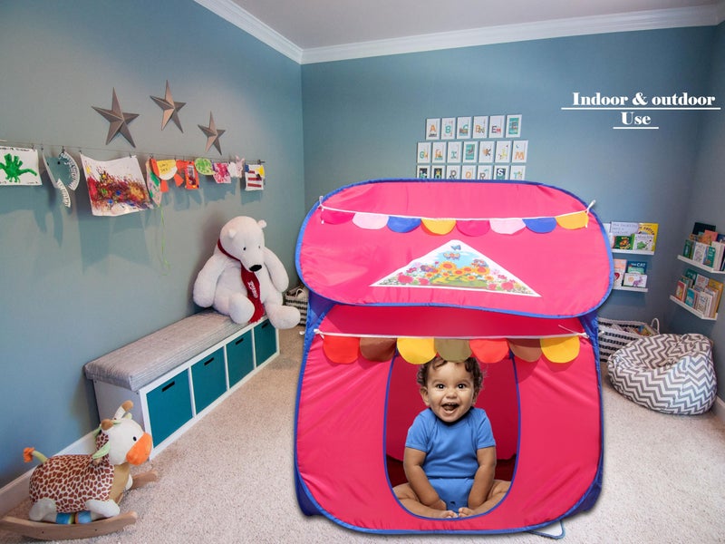 Homecute Foldable Pop Up Hut Type Kids Toys Play Tent House for Boys and Girls (Medium Size Pink) - Image 4