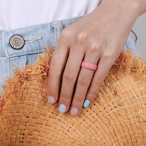 Egnaro Women's Statement Rings, Silicone Wedding Rubber Band with Half Size, Inner Arc Ergonomic Breathable Design, 6mm Wide - 2mm Thick - Image 3