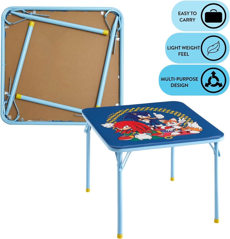 Idea Nuova Sega Sonic The Hedgehog Kids Table and Chair Set, 3-Piece Square Table with 2 Folding Chairs for Playroom & Activities - Image 5