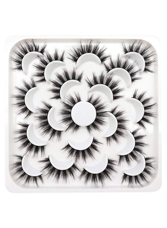 Losha False Eyelashes 10 Pairs Value Pack Faux Mink Lashes Handmade Dramatic Long Thick Soft Reusable 3D Volume Fake Eyelashes (Glam) - Image 2