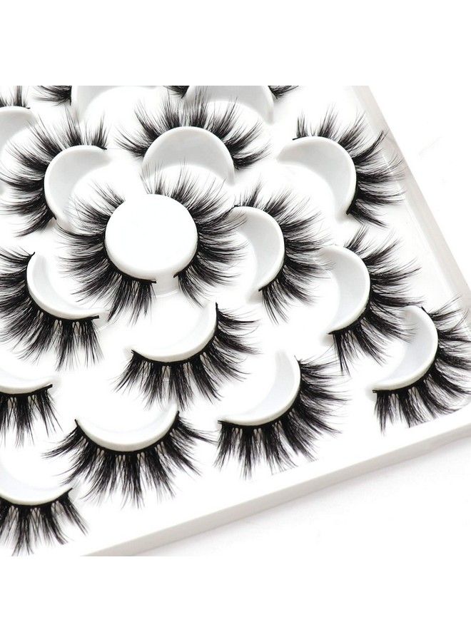 Losha False Eyelashes 10 Pairs Value Pack Faux Mink Lashes Handmade Dramatic Long Thick Soft Reusable 3D Volume Fake Eyelashes (Glam) - Image 4