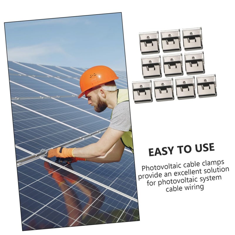 304 Stainless Steel Solar Panel Wire Clips Photovoltaic Grounding Cable Clamp Set - Image 4