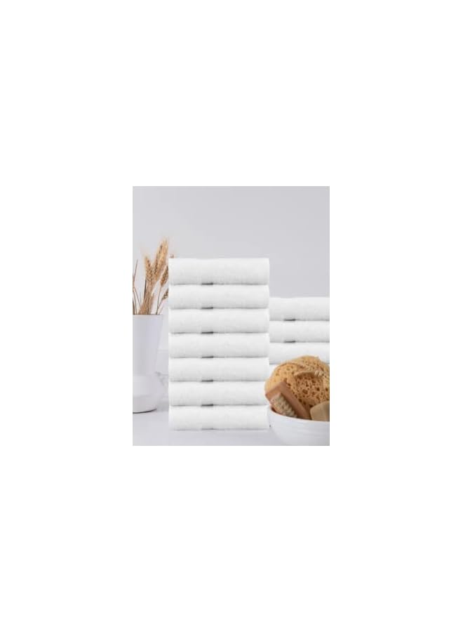 The Bros 100% Egyptian Cotton Washcloth Set -12 pcs/Pack (33x33 cm) 600 GSM- Soft Cotton Washcloths â€“ Super Water Absorbent- Quick Dry - Luxury Hotel Spa, Gym Travel Dorm Easy Care â€“ White - Image 3
