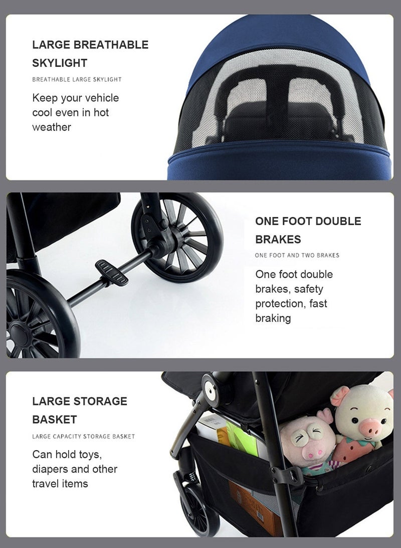 MaBaby Baby Compact Stroller, Travel System Lightweight Stroller, Easy To Fold,Travel Stroller Pram With Adjustable Footrest, Can Sit And Lie - Image 3