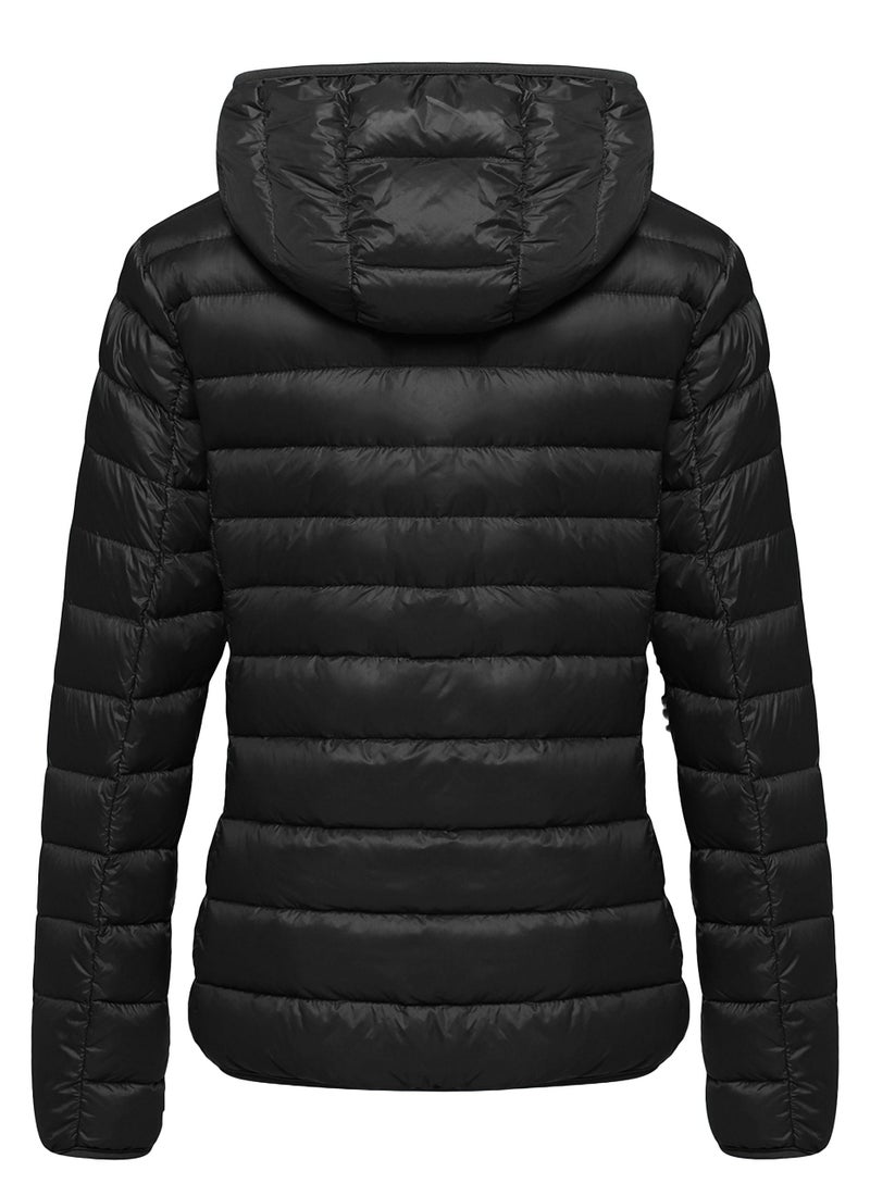 wantdo Women's Hooded Packable Ultra Light Weight Short Down Jacket Black Large - Image 2