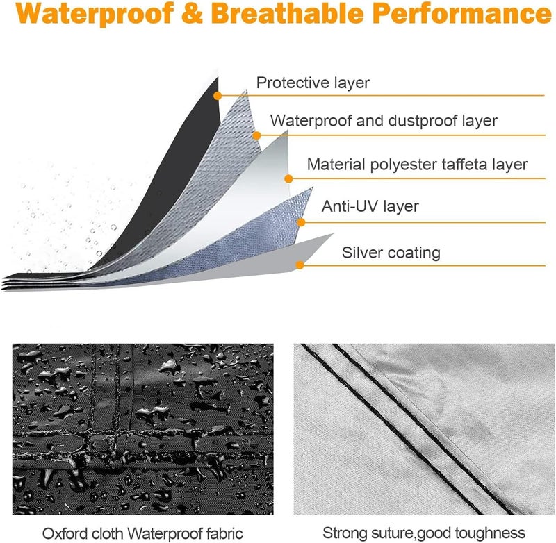 NEVERLAND Car Cover Waterproof All Weather for Automobiles, Outdoor Sedan Full Cover Heavy Duty Protection Snow Anti-UV Windproof for BMW/Mercedes-Benz/Audi/Honda/Toyota (Size:208''L x 78''W x 59''H) - Image 5