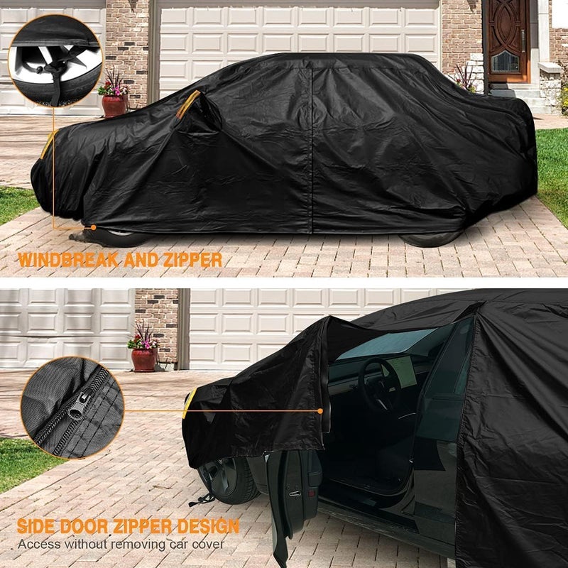 NEVERLAND Car Cover Waterproof All Weather for Automobiles, Outdoor Sedan Full Cover Heavy Duty Protection Snow Anti-UV Windproof for BMW/Mercedes-Benz/Audi/Honda/Toyota (Size:208''L x 78''W x 59''H) - Image 3