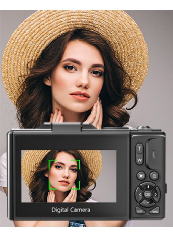 Generic - 5K Digital Camera for Photography, 75MP Vlogging Camera for YouTube with 3" 180° Flip Screen, 18X Digital Zoom Point and Shoot Camera with 64GB Micro SD Card and 2 Batteries for Beginner (Black) - Image 1