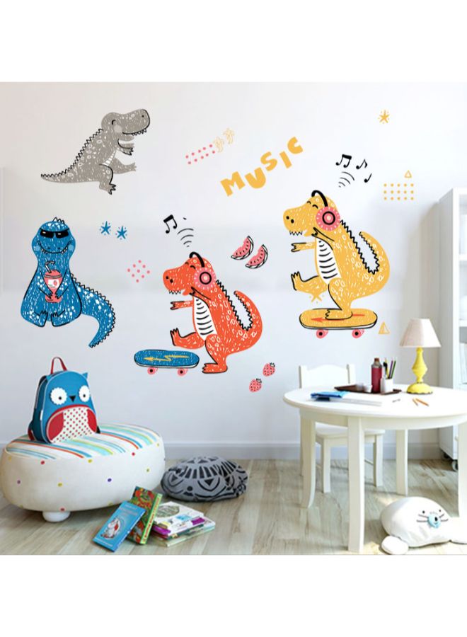 NIBEMINENT Waterproof Music Dinosaur Print Wall Sticker Multicolour 100 x 55cm - Image 1
