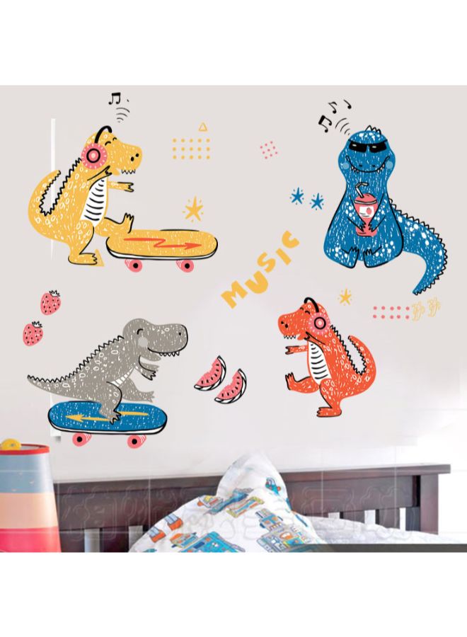 NIBEMINENT Waterproof Music Dinosaur Print Wall Sticker Multicolour 100 x 55cm - Image 2