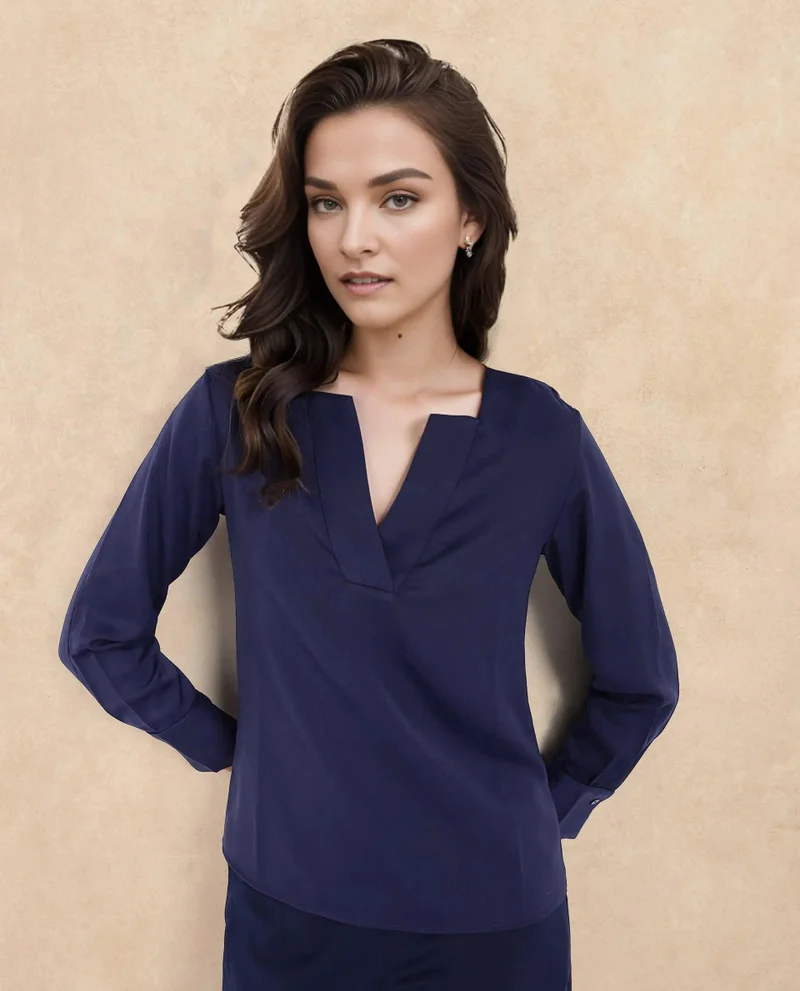 Rareism Women's Plain V-Neck Top