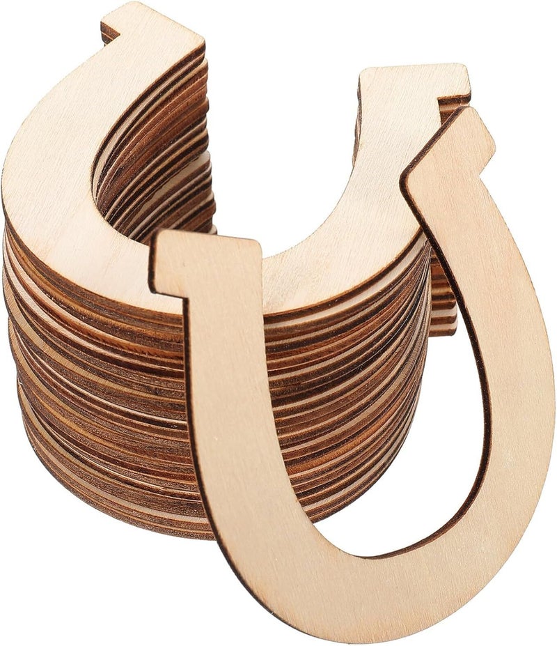 48pcs Unfinished Horsehoe Shaped Wood Slices Mini Saddles Decor As Shown Color - Image 1