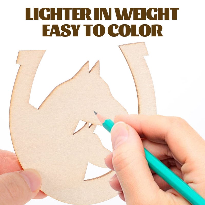 48pcs Unfinished Horsehoe Shaped Wood Slices Mini Saddles Decor As Shown Color - Image 3