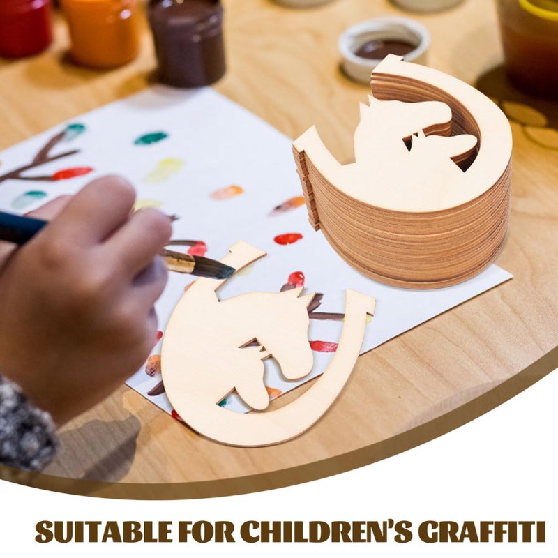 48pcs Unfinished Horsehoe Shaped Wood Slices Mini Saddles Decor As Shown Color - Image 5