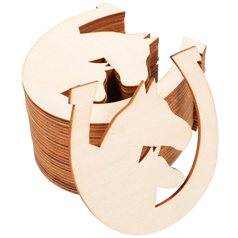 48pcs Unfinished Horsehoe Shaped Wood Slices Mini Saddles Decor As Shown Color - Image 2