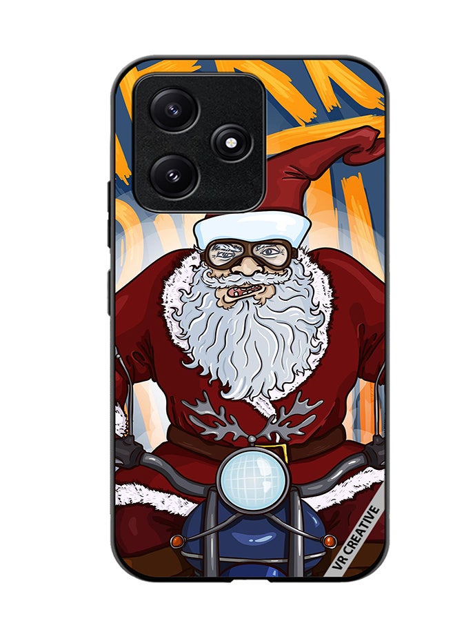 VR CREATIVE Protective Case Cover For Xiaomi Poco M6 Pro 5G Cartoon Christmas Postcard Santa Claus On Motorcycle Design Multicolour - Image 1