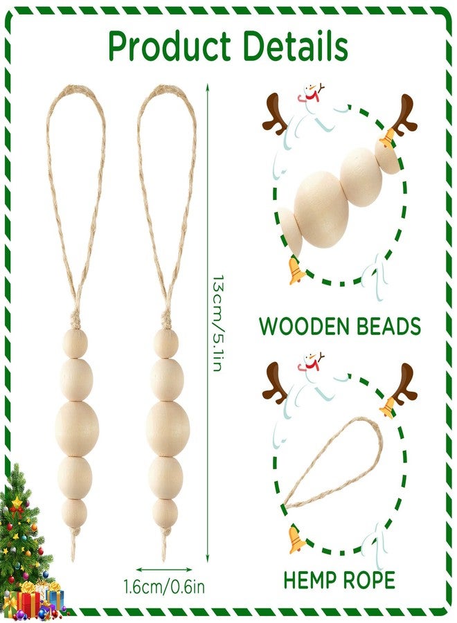 Liliful 90 pcs Christmas Tree Ornaments Wood Bead Hanging Decorations Boho Farmhouse Hanging Beads Natural Wooden Decorations for Christmas Tree Fireplace Garland(Round Style) - Image 2