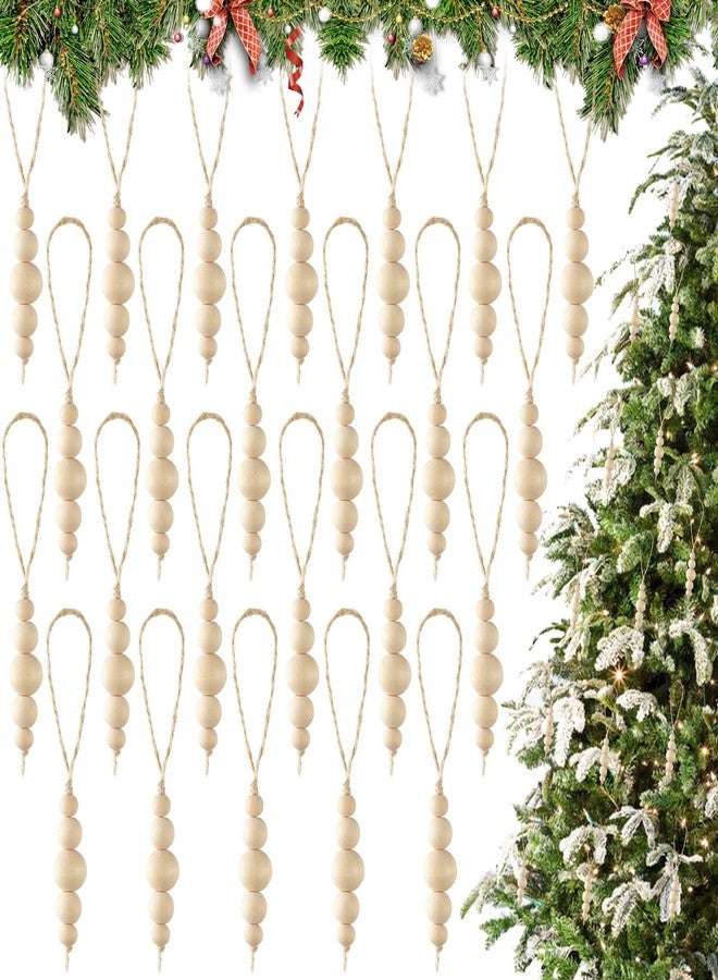 Liliful 90 pcs Christmas Tree Ornaments Wood Bead Hanging Decorations Boho Farmhouse Hanging Beads Natural Wooden Decorations for Christmas Tree Fireplace Garland(Round Style) - Image 1