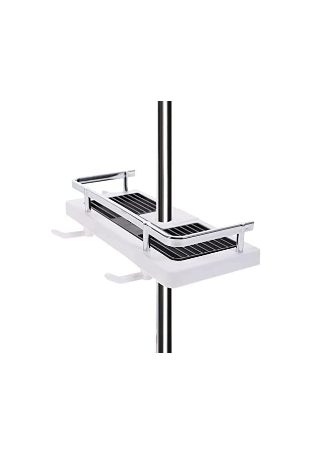 Raxoom No Drilling Lifting Rod Shower Head Holder，Shower Caddy Shelf for Slide Bar，Shower Rack For Shower Rod，Adjustable Shower Caddy with Stainless Steel Guardrail and Hanging Hooks (Style 1) - Image 2