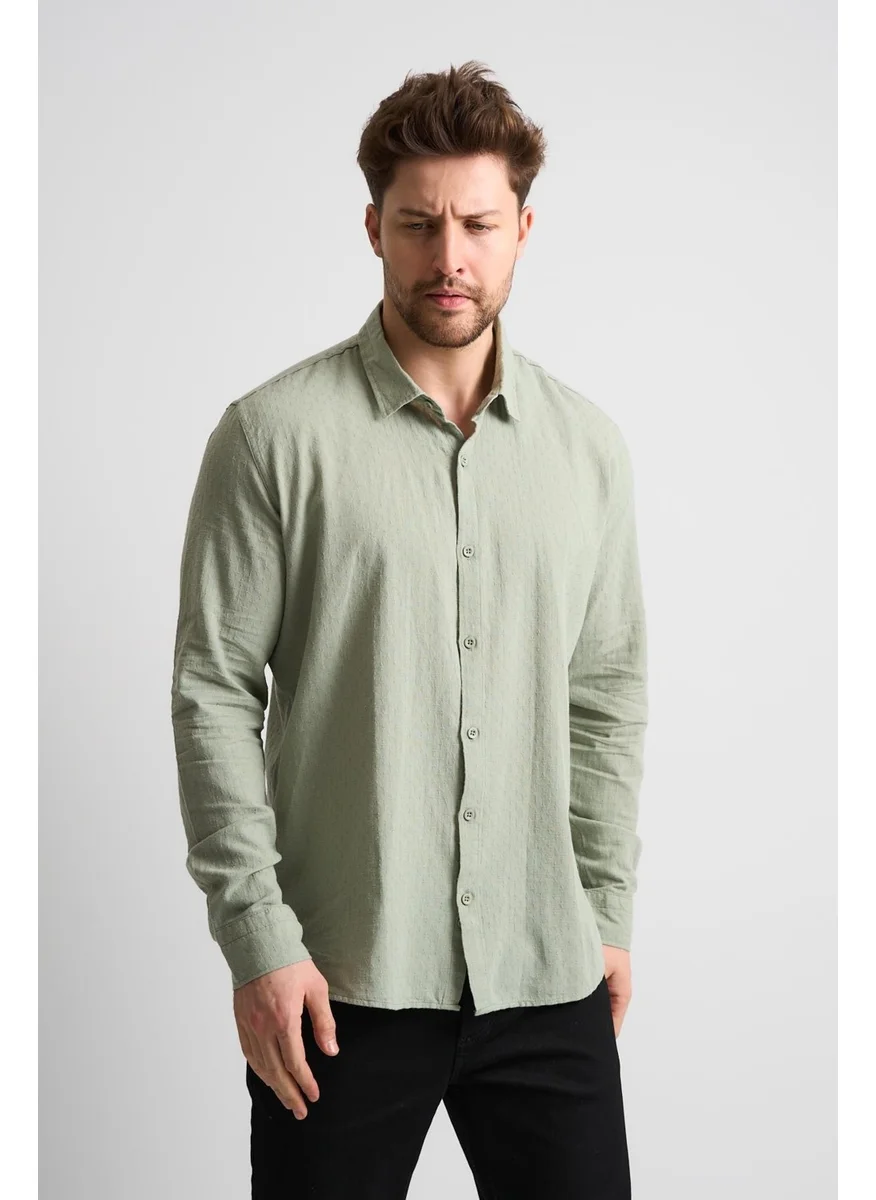 الكسندر جاردي Alexandergardi Textured Men's Linen Shirt