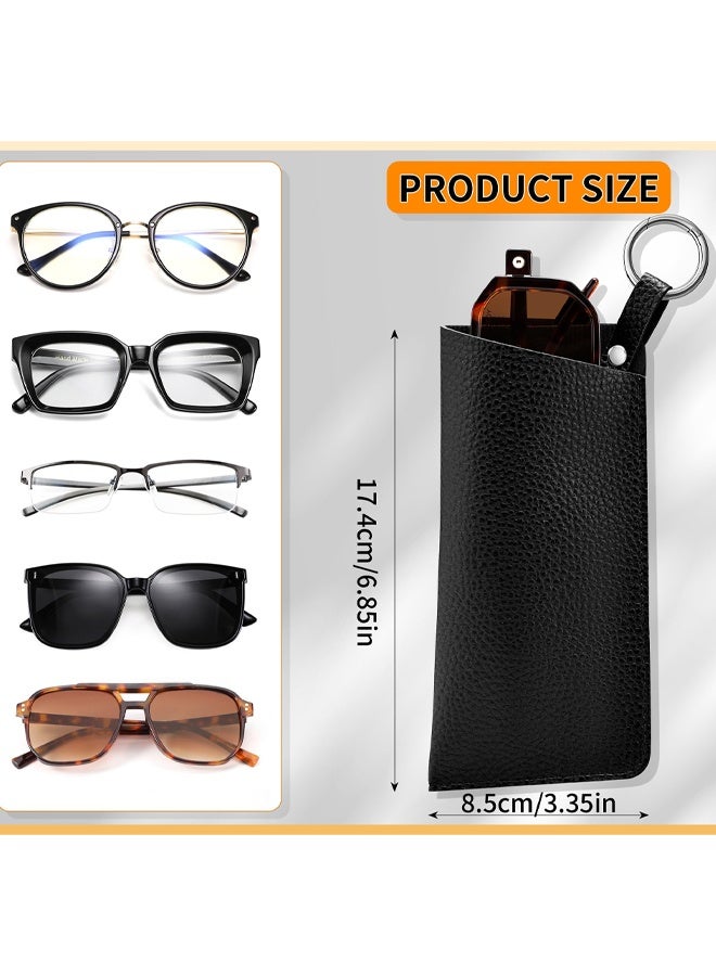 2 Pack Portable Glasses Case With Clip Hook, Soft Leather Eyeglass Case Bag, Slim Sunglasses Pouch - Image 2