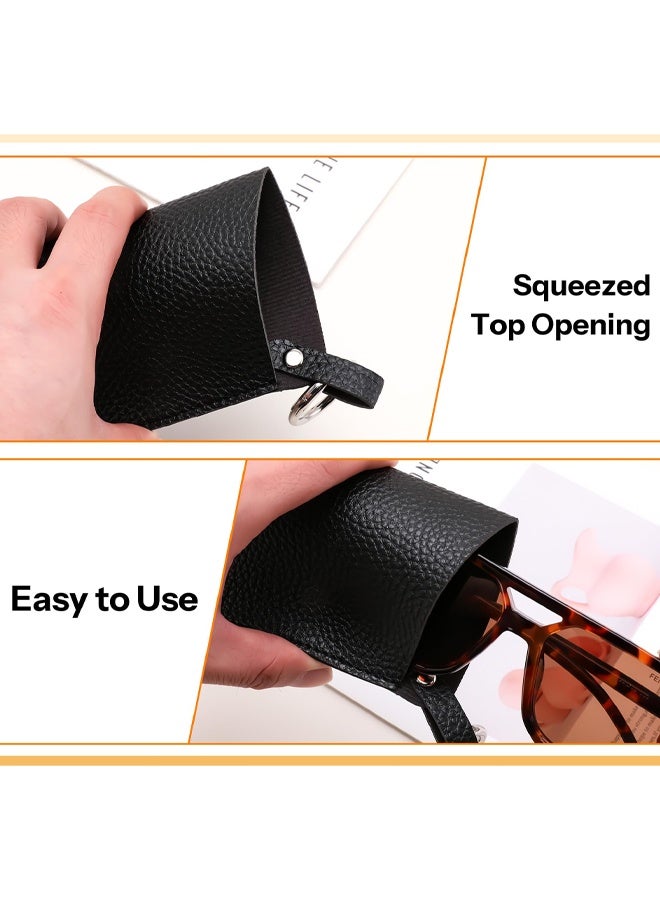 2 Pack Portable Glasses Case With Clip Hook, Soft Leather Eyeglass Case Bag, Slim Sunglasses Pouch - Image 4