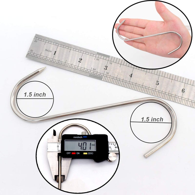 Honshen Meat Hooks 6 Inch 4Mm S-Hook Stainless Steel Meat Processing Butcher Hook Pot Hooks (6 Inch) - Image 2