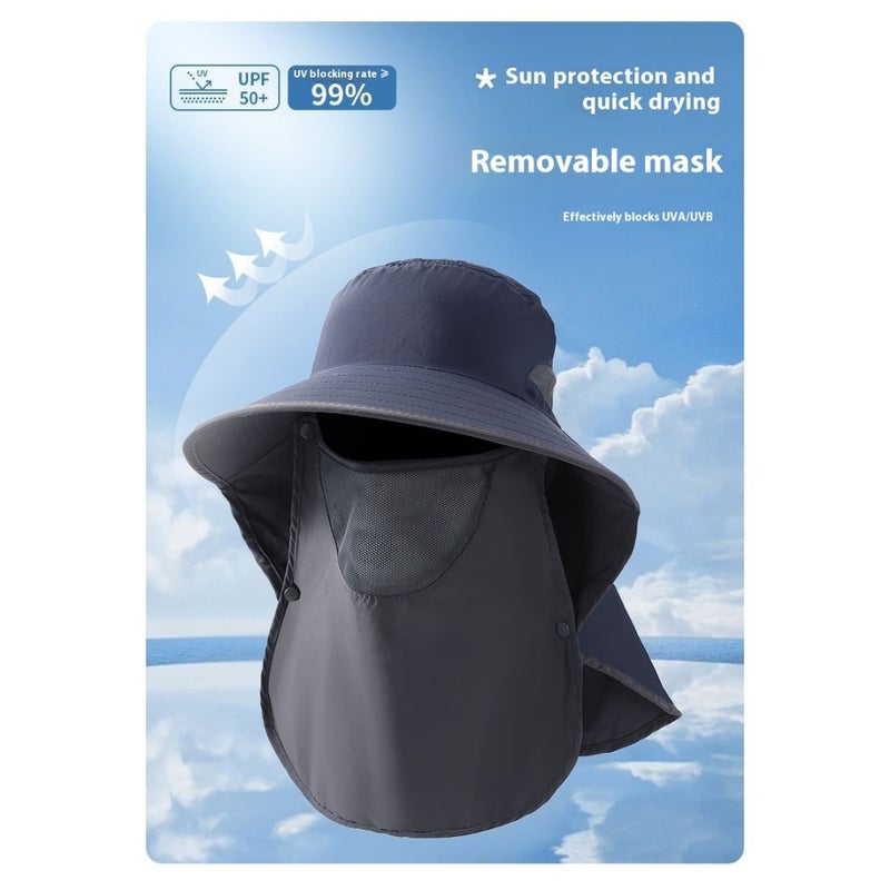 Outdoor Removable Neck Curtain Sunscreen Cap UPF50 + UV Protective Brim, Unisex Fishing Sun Hat, Army green - Image 5