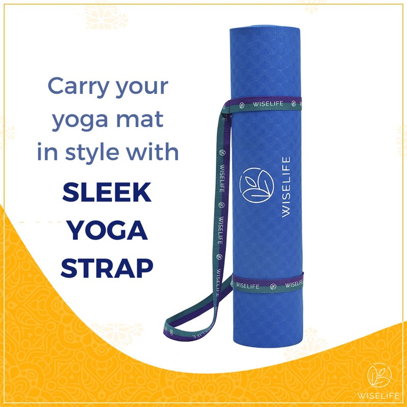 WISELIFE Thermoplastic Elastomers Printed 6Mm Yoga Mat+Yoga Strap For Men,Women,Kids|Anti-Slip Extra Thick,Long&Wide Exercise Sports Mat For Workout,Fitness,Yoga,Gym,Home&Pilates (Navy Blue Mandala) - Image 5