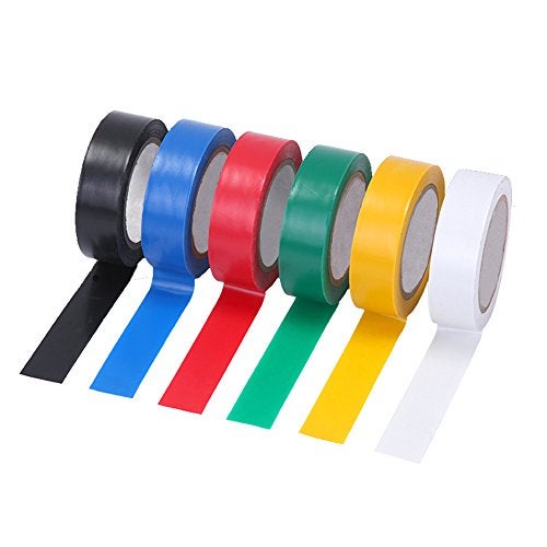 PASOW 6 pcs General Purpose Electrical Tape PVC Electrical Wire Insulating Tape Assorted Colors - Image 1