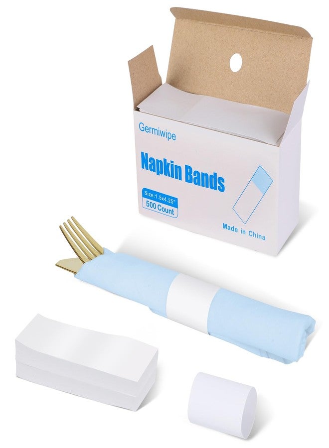 Germiwipe Paper Napkin Rings Self Adhesive,Printed Paper Napkin Band (Pack of 500),1.5"x4.25",White - Image 1