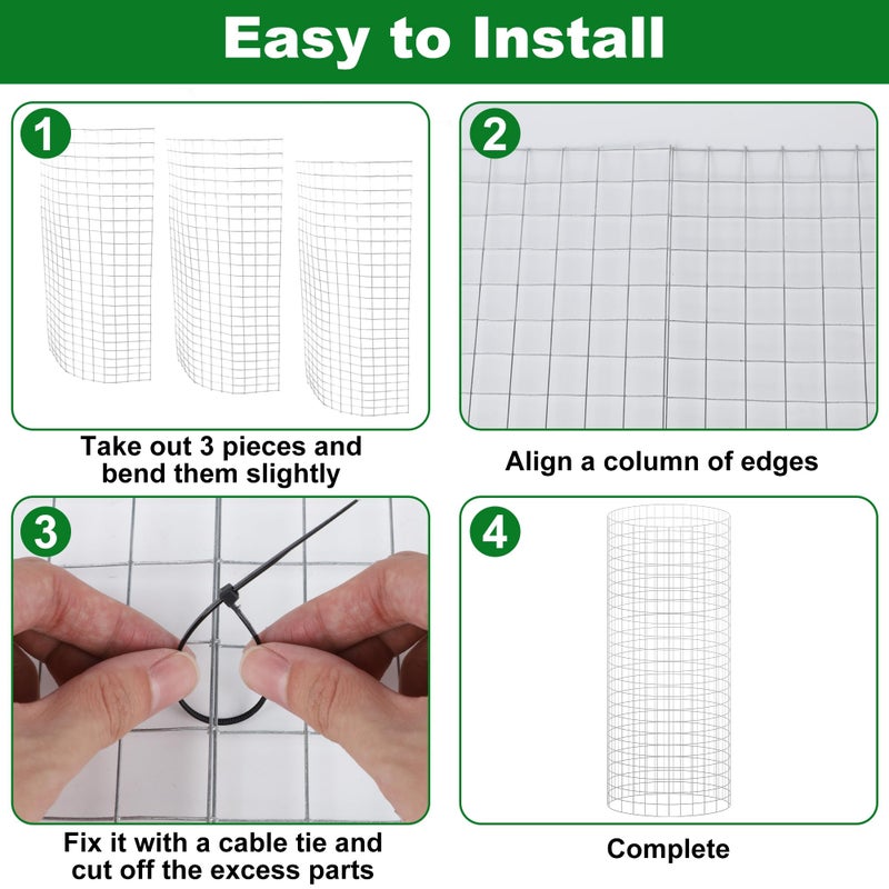 winemana 12 Set Garden Plant Protector Cage, 16x12 in Metal Wire Protectors for Plants, Protection Cages with Stakes & Nylon Ties, Animals Barrier to Keep Rabbit & Chicken Away from Flower Vegetables - Image 5
