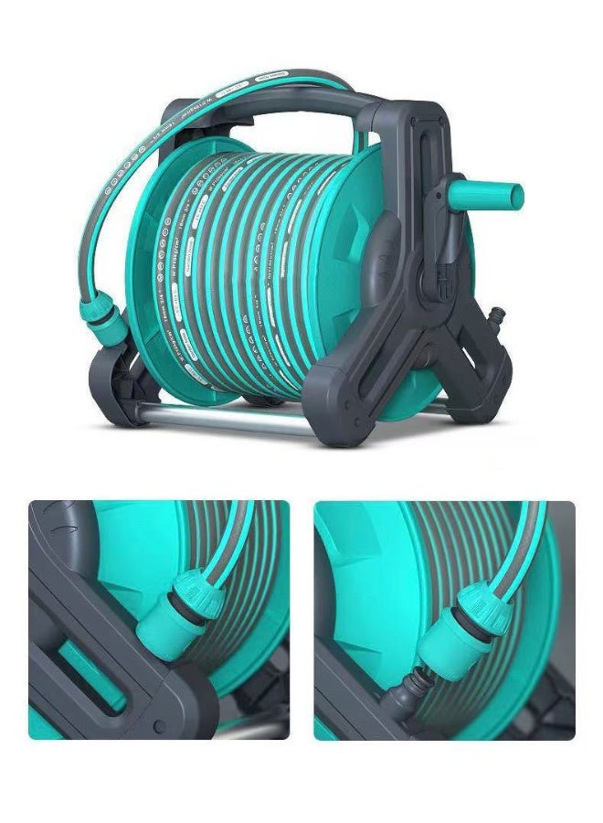HaHaHai 30M Garden Hose Reel Kit Hose Holder with 3 High-Pressure Lances, 2 Metal Hooks, 4 Screws 1 Anti-Freeze Hose and 2.5M Hose Nozzle Garden Hose Reel Kit for Watering Home Gardens and Washing Cars - Image 3