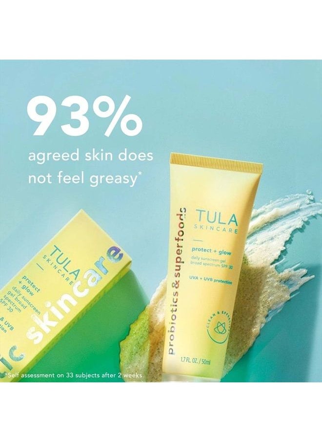 TULA Skin Care Supersize Protect + Glow Daily Sunscreen Gel Broad Spectrum SPF 30 | Skincare-First, Non-Greasy, Non-Comedogenic & Reef-Safe with Pollution & Blue Light Protection | 3.38 fl. oz.  - Image 5