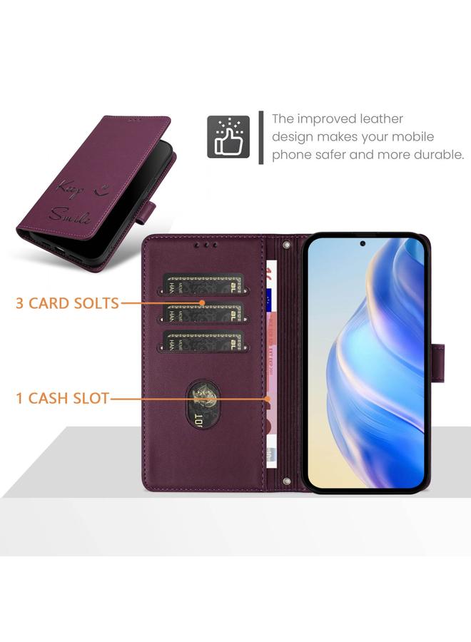 اس-توب جراب لهاتف Infinix Hot 50 4G مصنوع من الجلد بنقش ابتسامة بتقنية RFID - Image 4