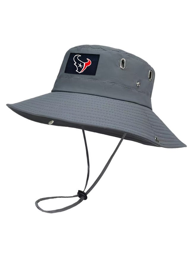 NFL Houston Texans Gray Boonie Bucket Hat - Official Team Logo Outdoor Sun Hat with Secure Fit for Fans