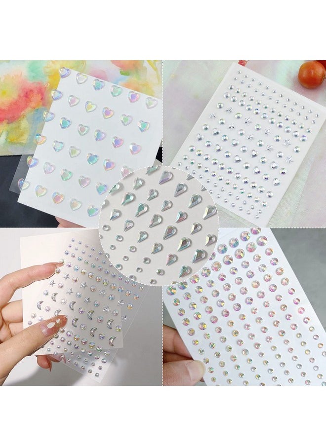 SAOROPEB - SAOROPEB 5 Sheets Face Gems Face Jewels Stickers, Self Adhesive Eye Body Face Nail Crystal Rhinestones Rainbow for Women Festival Accessory and Nail Art Decorations - Image 1