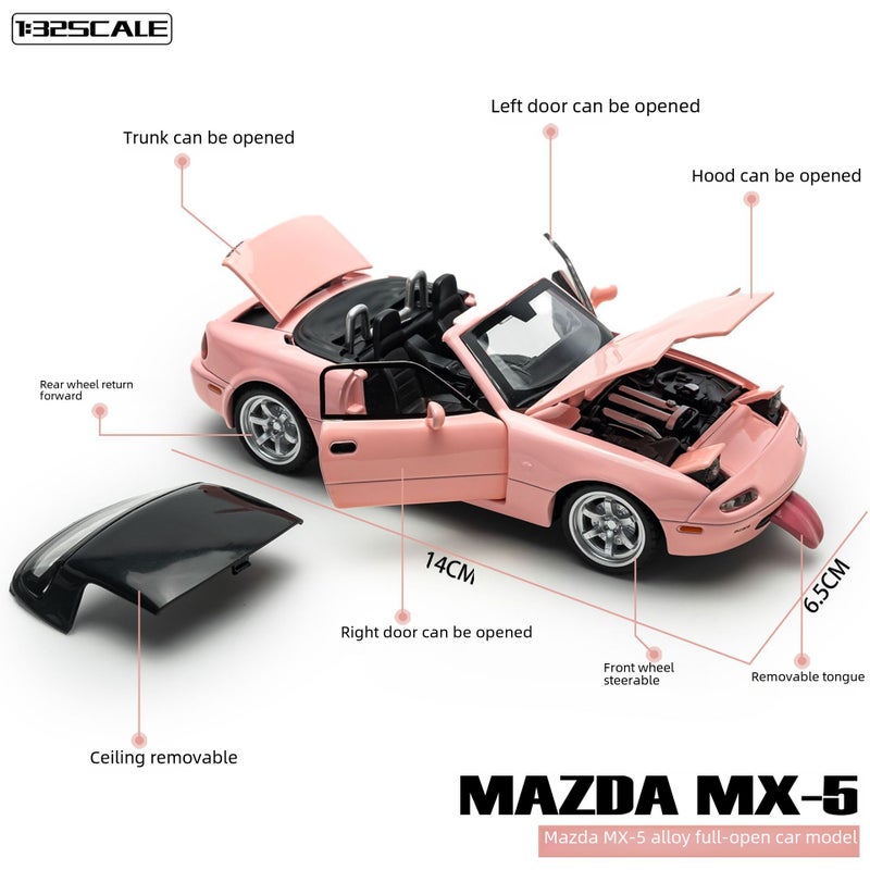 Zhongyuan xinghejin car model 1 to 32 Mazda MX5 convertible sports car with sound and light toy car music model decoration - Image 4