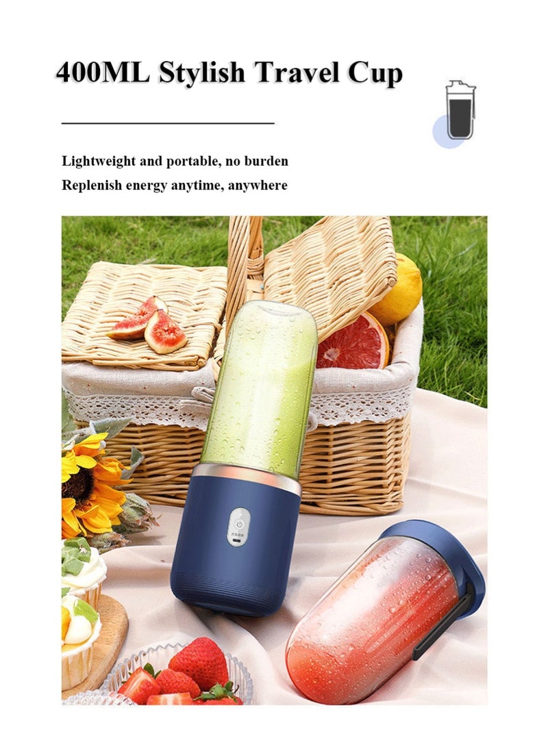 عصارة محمولة قابلة للشحن عبر USB: كوبان مزدوجان مقاومان للحرارة للاستخدام المنزلي أو أثناء السفر؛ محرك بـ 6 شفرات يوفر أداءً قويًا. بطارية ليثيوم مستوردة مشحونة بالكامل تتيح 5-10 جلسات عصر - عصير طازج في أي وقت! - Image 3