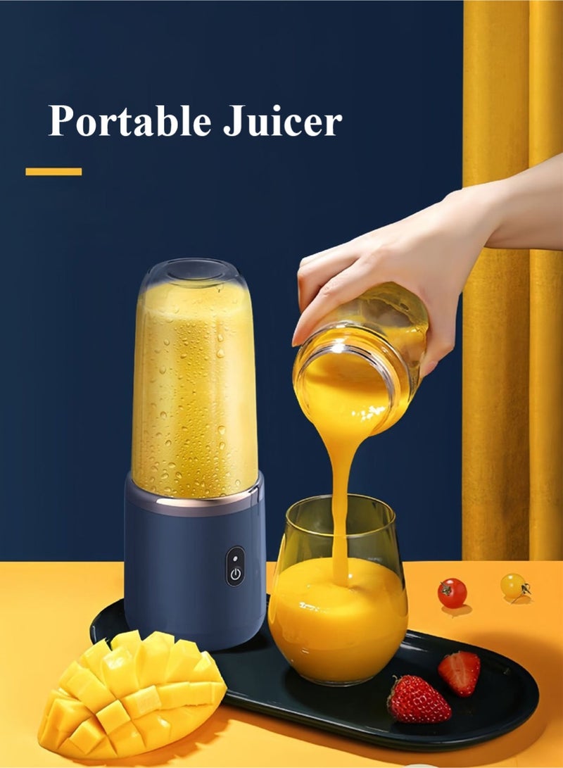 عصارة محمولة قابلة للشحن عبر USB: كوبان مزدوجان مقاومان للحرارة للاستخدام المنزلي أو أثناء السفر؛ محرك بـ 6 شفرات يوفر أداءً قويًا. بطارية ليثيوم مستوردة مشحونة بالكامل تتيح 5-10 جلسات عصر - عصير طازج في أي وقت! - Image 1