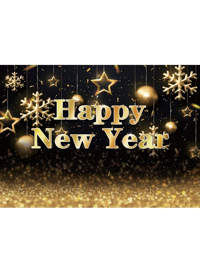 SJOLOON خلفية عيد رأس السنة الجديدة 2024 7X5 قدم باللونين الأسود والذهبي لالتقاط الصور - زينة حفلة ليلة رأس السنة الجديدة - أدوات تصوير - Image 1