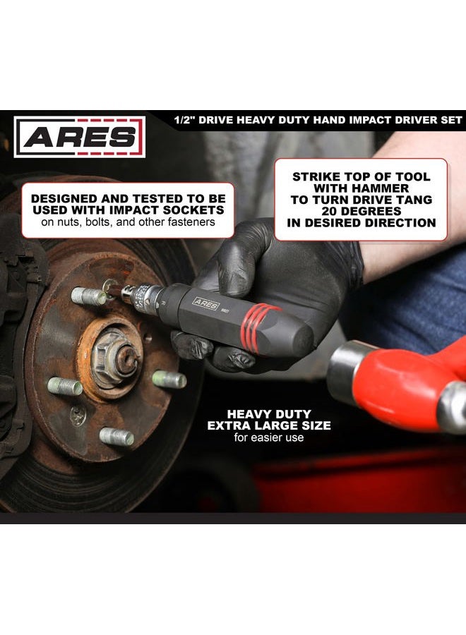 ARES 10027 – 1/2-Inch Drive Heavy Duty Hex Grip Impact Driver – 1/4-Inch & 5/16-Inch Bit Chucks – S2 Bits – Slotted 3/16, 1/4, 5/16, 3/8 Inch Bits – Phillips PH1, PH2, & PH3 Bits - T20, T25 Bits - Image 4